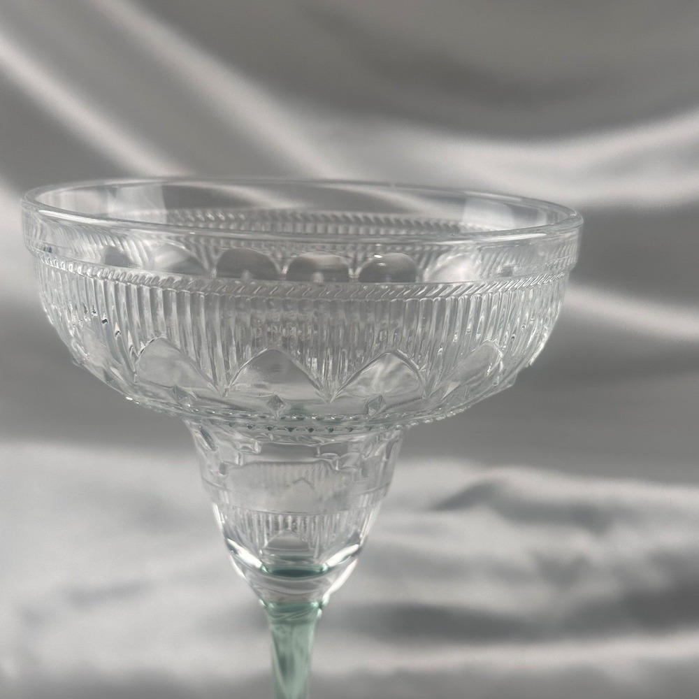 6 Cristal d'Arques Durand Sombrero Margarita Glass Green Stem Cut Crystal 7.5" - Picture 11 of 12